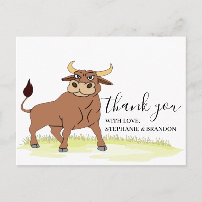 Tarjeta de agradecimiento de personalizado Bull (Anverso)