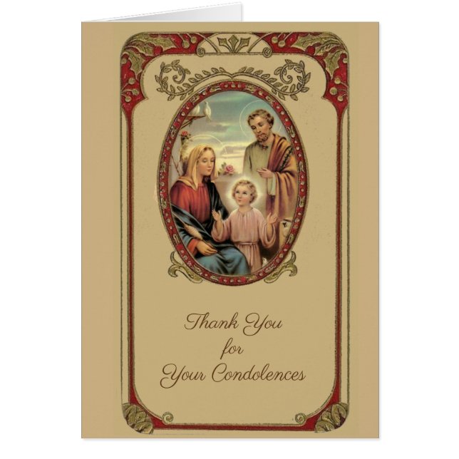 Tarjeta de agradecimiento de pésame funeral católi (Frente)