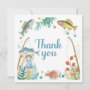 Tarjeta de agradecimiento de pesca con niño pescan