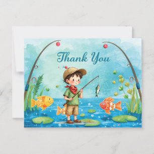 Tarjeta de agradecimiento de pesca con niño pescan