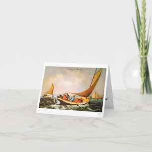 Tarjeta de agradecimiento de pesca histórica en el