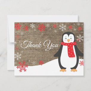 Tarjeta de agradecimiento de pingüino de invierno