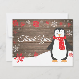Tarjeta de agradecimiento de pingüino de invierno