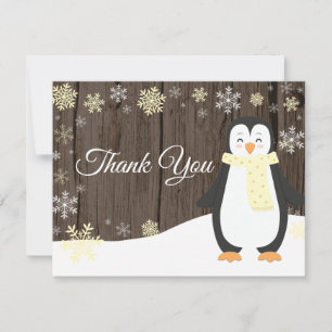 Tarjeta de agradecimiento de pingüino de nieve ama