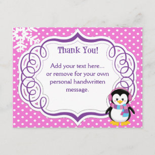 Tarjeta de agradecimiento de pingüino rosa