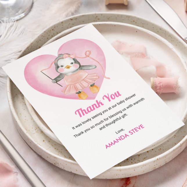 Tarjeta de agradecimiento de Pingüino Rosa Chica d (Subido por el creador)