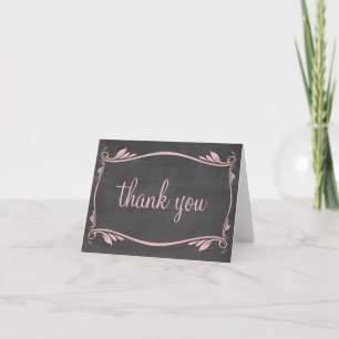 Tarjeta de agradecimiento de Pink Flourish Chalkbo