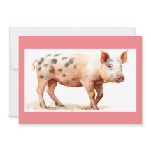 Tarjeta de agradecimiento de Pink Pig Flat