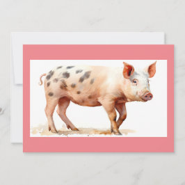 Tarjeta de agradecimiento de Pink Pig Flat