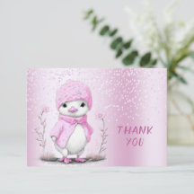 Tarjeta de agradecimiento de Pink Watercolor Duck