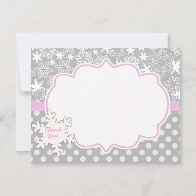 Tarjeta de agradecimiento de Pink WInter Onderland (Anverso)