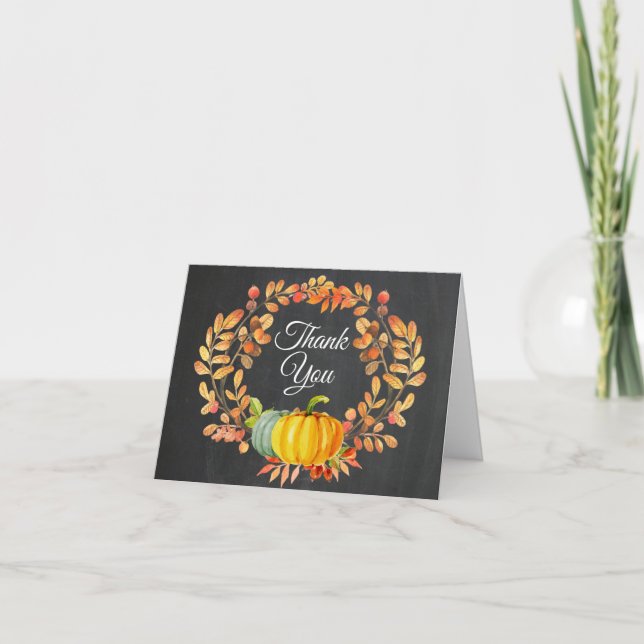 Tarjeta de agradecimiento de pizarra de calabaza d (Anverso)