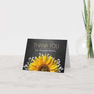 Tarjeta de agradecimiento de pizarra de girasol rú