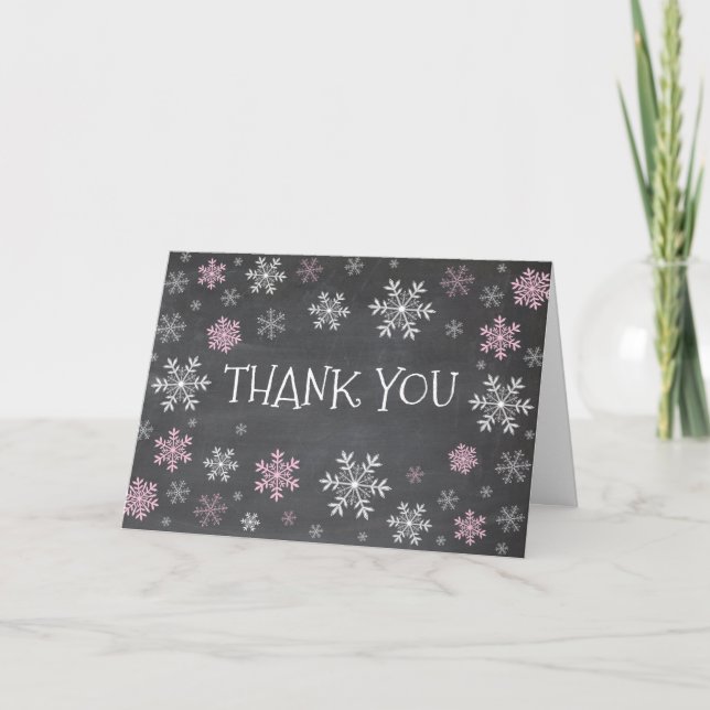 Tarjeta de agradecimiento de pizarra de invierno d (Anverso)