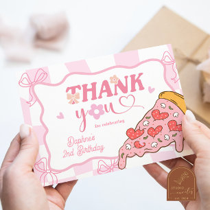 Tarjeta de agradecimiento de pizza para niña elega