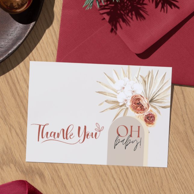 Tarjeta de agradecimiento de plantilla para Baby S (Wildflower Boho Baby Shower Thank You Card Template)