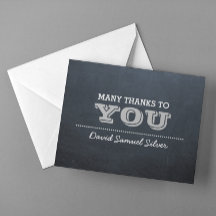 Tarjeta de agradecimiento de Plata de Chalkboard