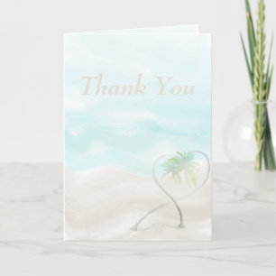 Tarjeta de agradecimiento de playa tropical con ac