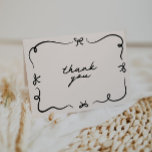 Tarjeta de agradecimiento de plegado a mano<br><div class="desc">Esta plantilla de tarjeta de agradecimiento dibujada a mano incluye elementos dibujados a mano y un emparejamiento de fuentes con temática retro. Edite todos los textos y colores para que esta tarjeta de invitación se ajuste a su estilo personal   tema de evento.</div>