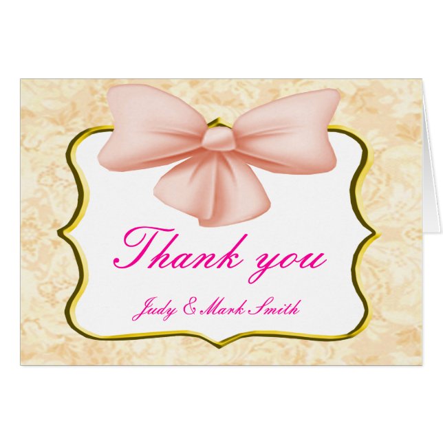 Tarjeta de agradecimiento de plegado rosado (Anverso (Horizontal))