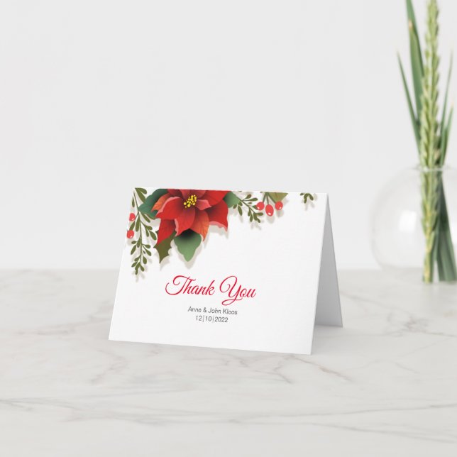 Tarjeta de agradecimiento de Poinsettia (Anverso)