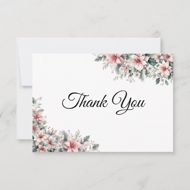 Tarjeta de agradecimiento de Poinsettia Rosa (Anverso)