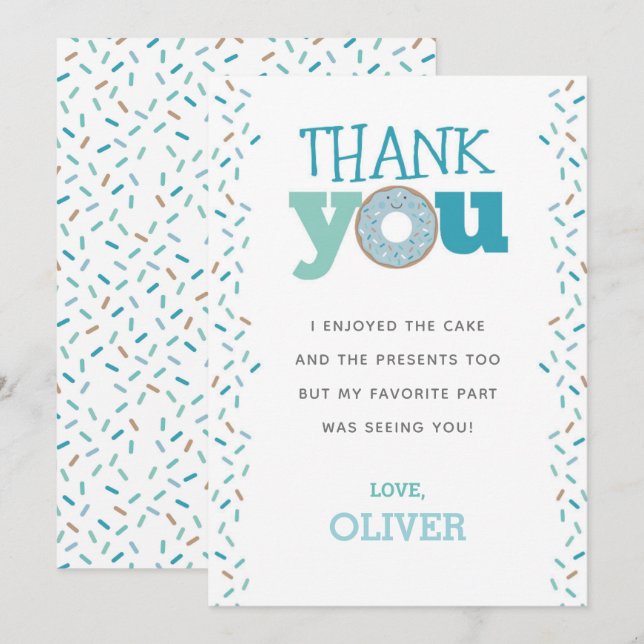 Tarjeta de agradecimiento de primer cumpleaños (Anverso / Reverso)
