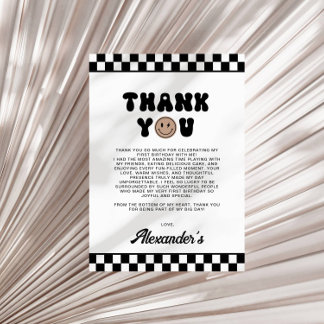 Tarjeta de agradecimiento de primer cumpleaños de 