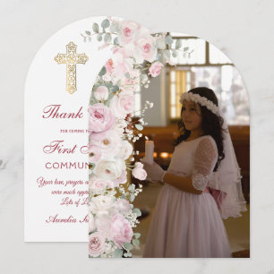 Tarjeta de agradecimiento de Primera Comunión con