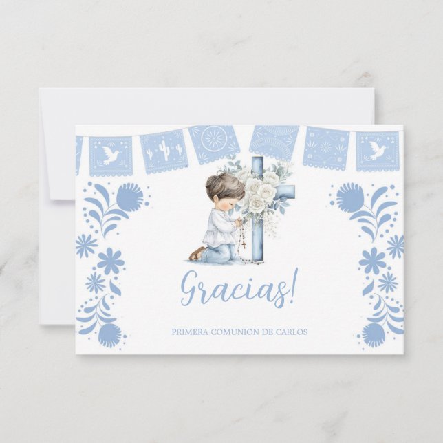 Tarjeta de agradecimiento de Primera Comunión de r (Anverso)