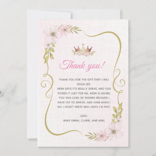 Tarjeta de agradecimiento de Princess Baby Shower