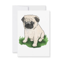 Tarjeta de agradecimiento de pug sentado lindo