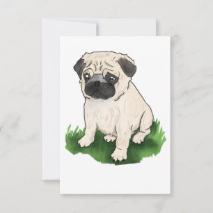 Tarjeta de agradecimiento de pug sentado lindo