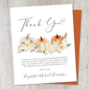 Tarjeta de agradecimiento de Pumpkin Floral Baby S