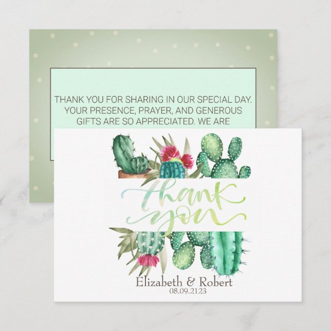 Tarjeta de agradecimiento de puntos de cactus del  (Anverso / Reverso)