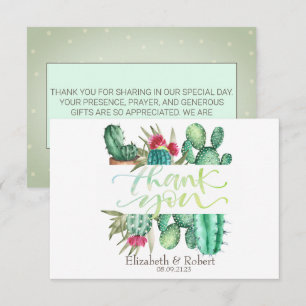 Tarjeta de agradecimiento de puntos de cactus del