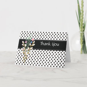 Tarjeta de agradecimiento de puntos de polka blanc