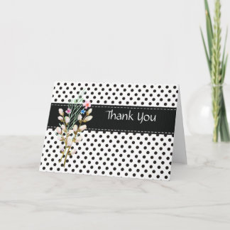 Tarjeta de agradecimiento de puntos de polka blanc