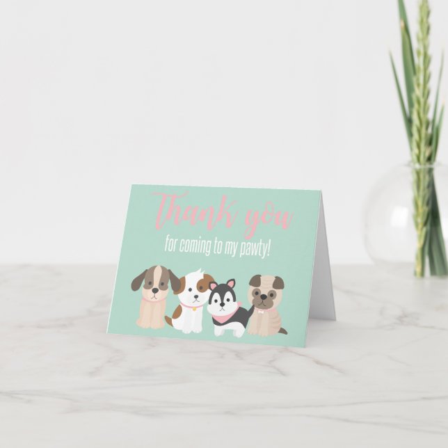 Tarjeta de agradecimiento de Puppy Pawty (Anverso)