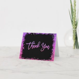 Tarjeta de agradecimiento de purpurina falsa rosa 