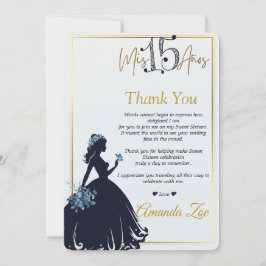Tarjeta de agradecimiento de Quinceañera