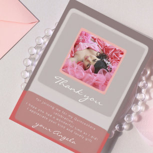 Tarjeta de agradecimiento de Quinceañera con foto