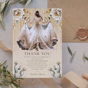 Tarjeta de agradecimiento de Quinceañera de lujo p
