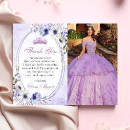 Tarjeta de agradecimiento de quinceañera floral ma