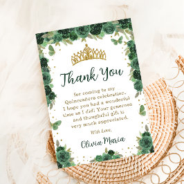Tarjeta de agradecimiento de quinceañera floral ma