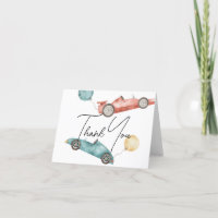 Tarjeta de agradecimiento de Race Car Baby Shower