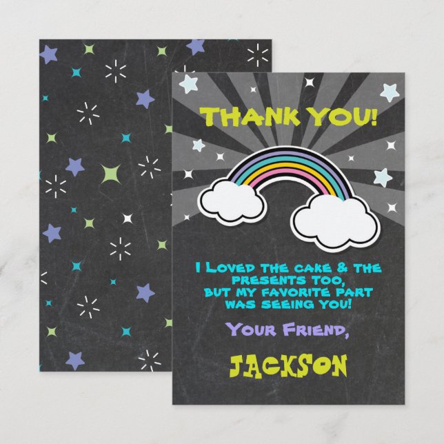 Tarjeta de agradecimiento de Rainbow Unicorn (Anverso / Reverso)