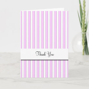 Tarjeta de agradecimiento de rayas blancas rosadas
