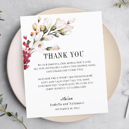 Tarjeta de agradecimiento de recepción de boda de