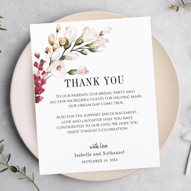 Tarjeta de agradecimiento de recepción de boda de  (Subido por el creador)